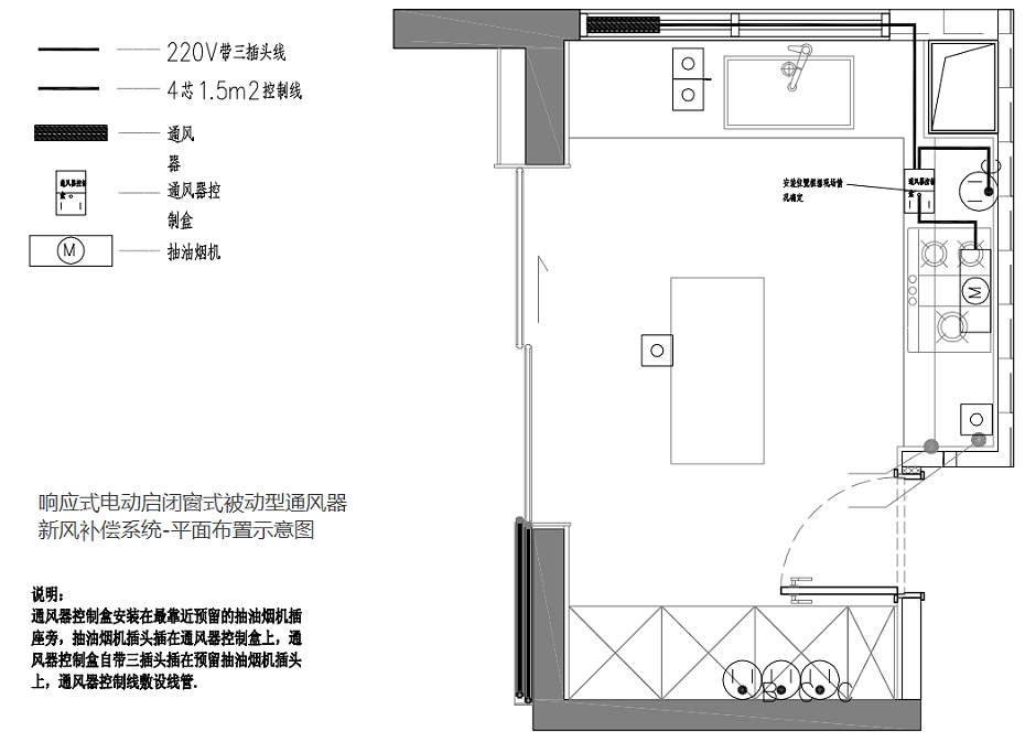 響應(yīng)式電動通風(fēng)器YH80D平面布置原理圖